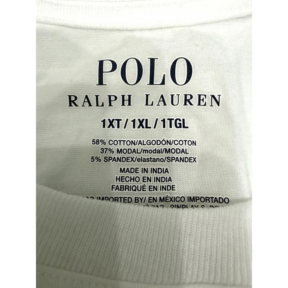 Polo Ralph Lauren Mens Beach Club Logo Lounge T Shirt White Size 1 XL NWT